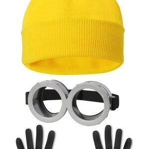 Kids Yellow Beanie and Goggles Minion Set